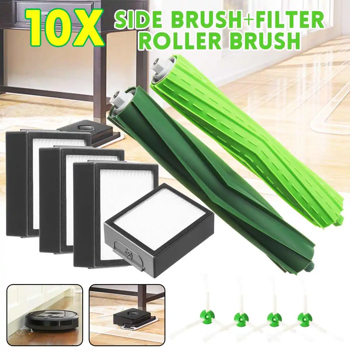 

For iRobot-Roomba Parts Kit Series E5 E6 i7 i7+ Side Brush & Filter & Roller Brush Vacuum Cleaner Accessories Set Dropshipping