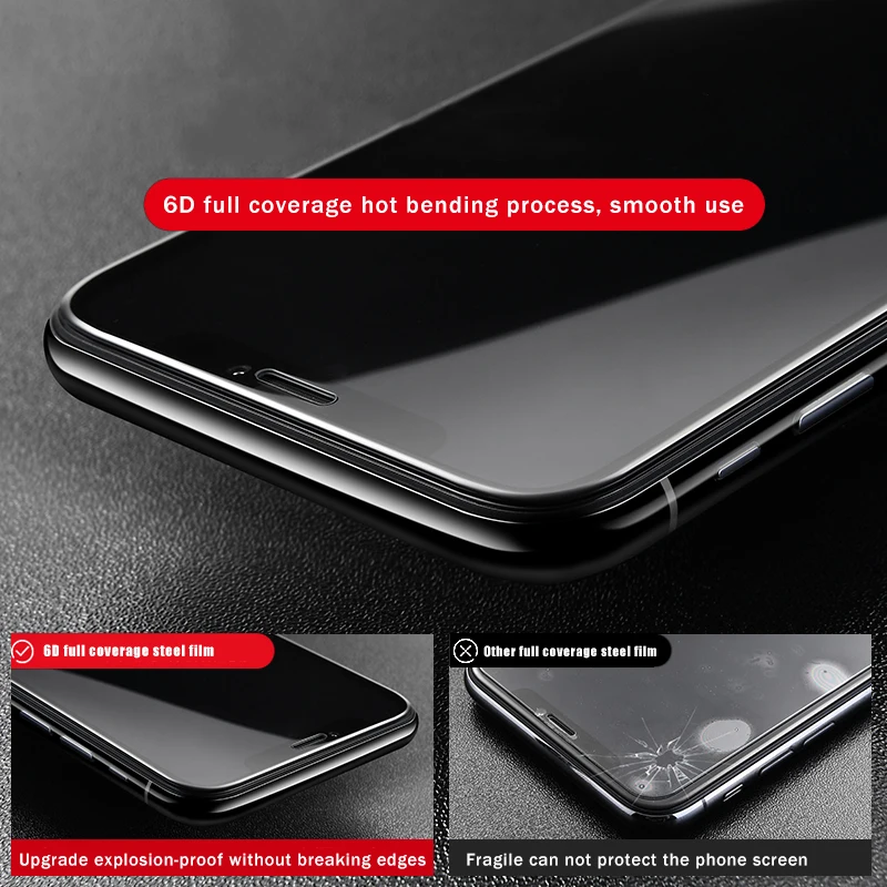 Настоящее 6D изогнутое закаленное стекло для iPhone 7 6 6S 8 Plus X Ten 10 полное покрытие Защита экрана для iPhone X 7 7Plus защитная пленка