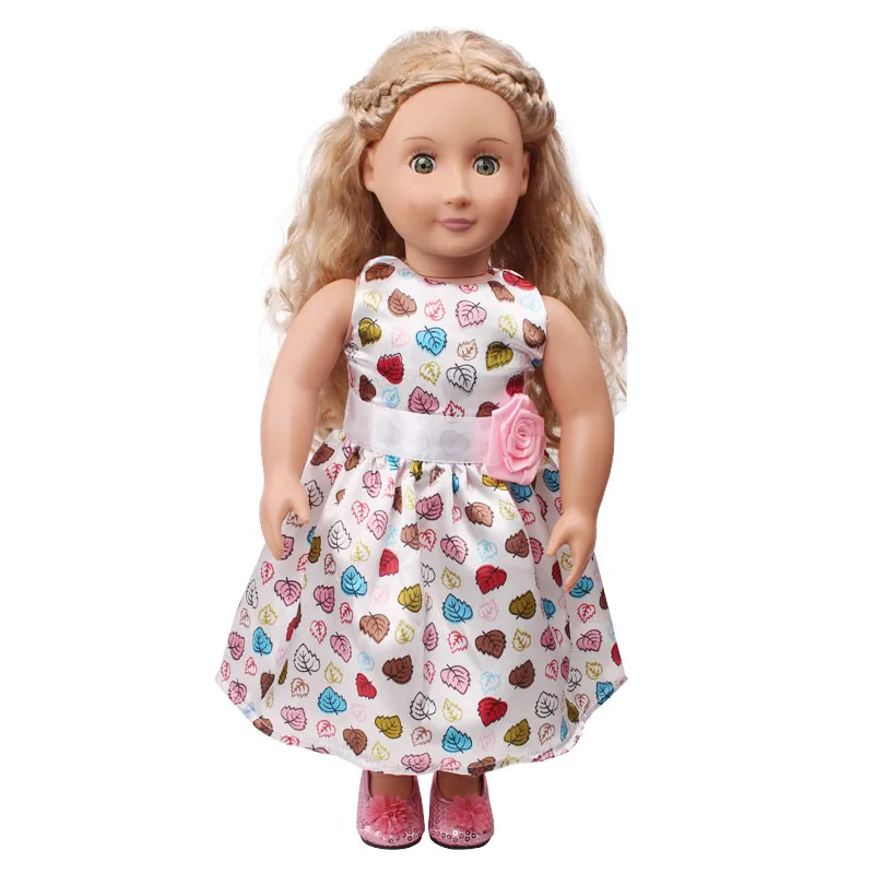 18 дюймов, с круглым вырезом, для девочек; платье принцессы с принтом; платье вечернее gwon Американский новорожденных юбка Детские игрушки подходит 43 см для ухода за ребенком для мам, детские куклы, c115
