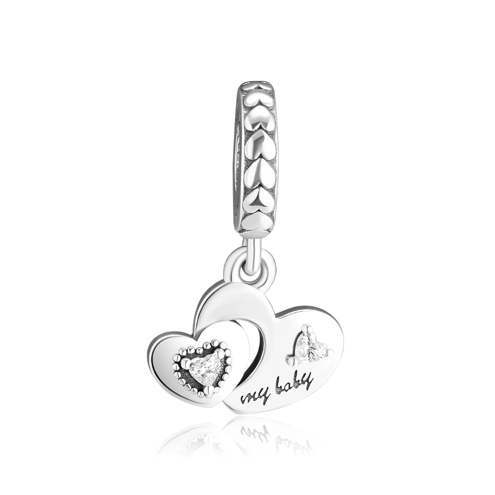 Подходит для Pandora Charms браслеты My Baby бусины в форме сердца 925 пробы-серебро-ювелирные изделия