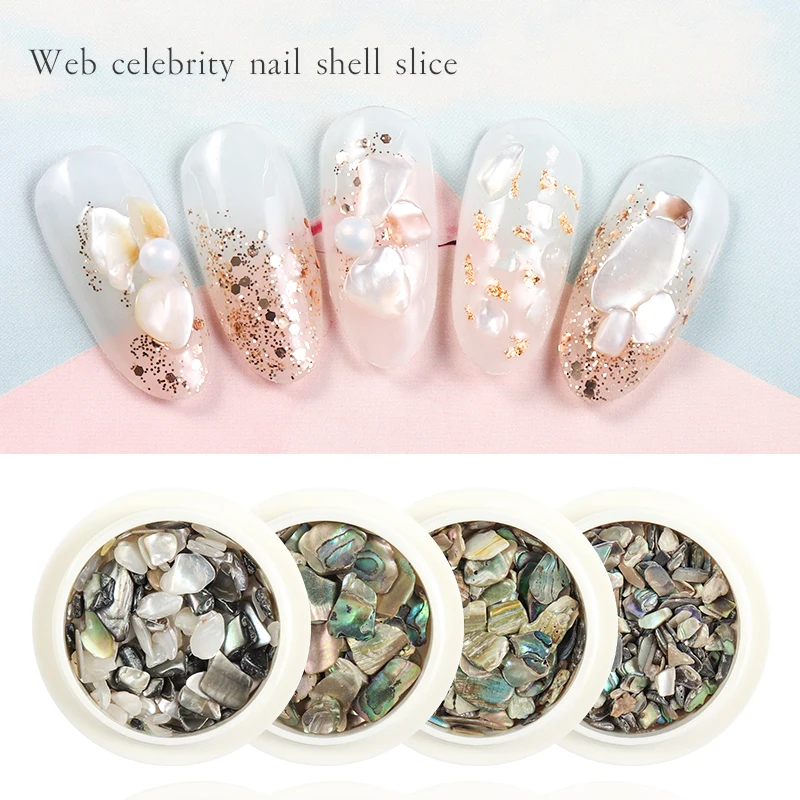 

1Box Nail Art Decoration Irregular Natural Shell Fragments 3D Charm Slice DIY Nail Decals Tool Mini Stone Nail Art Decorations