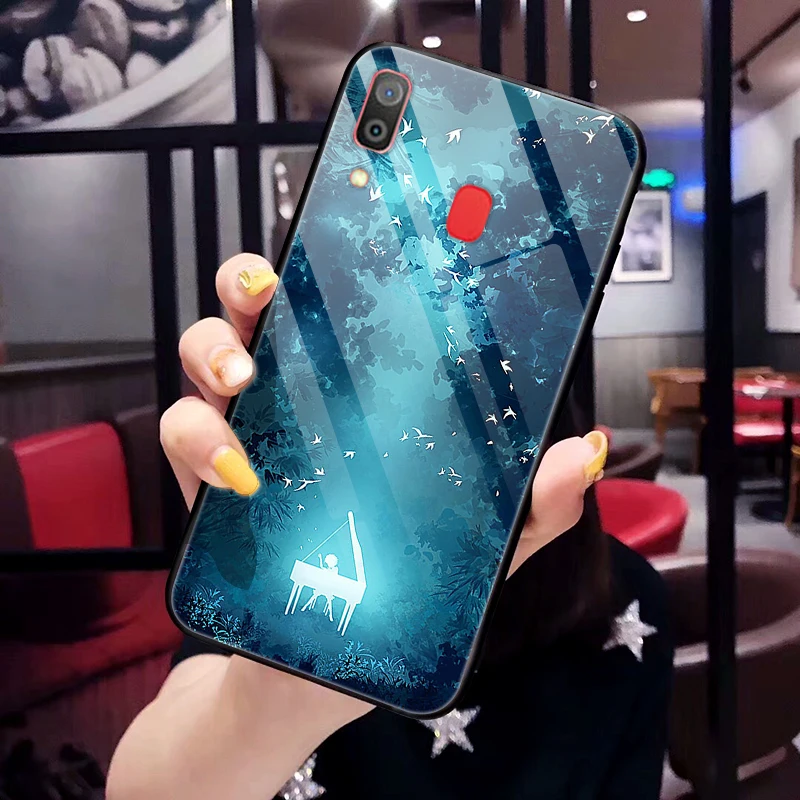 Чехол для samsung A20,, закаленное стекло, планета, космос, крышка, стеклянный чехол для samsung Galaxy A20, A 20, A205F, A205, чехол