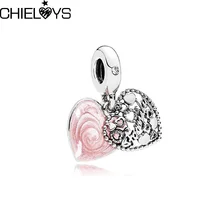 CHIELOYS 2 unids/lote Vintage rosa el amor hace un colgante de la familia encanto ajuste colgante delicado pulsera DIY joyería de cadenas de serpiente BE012