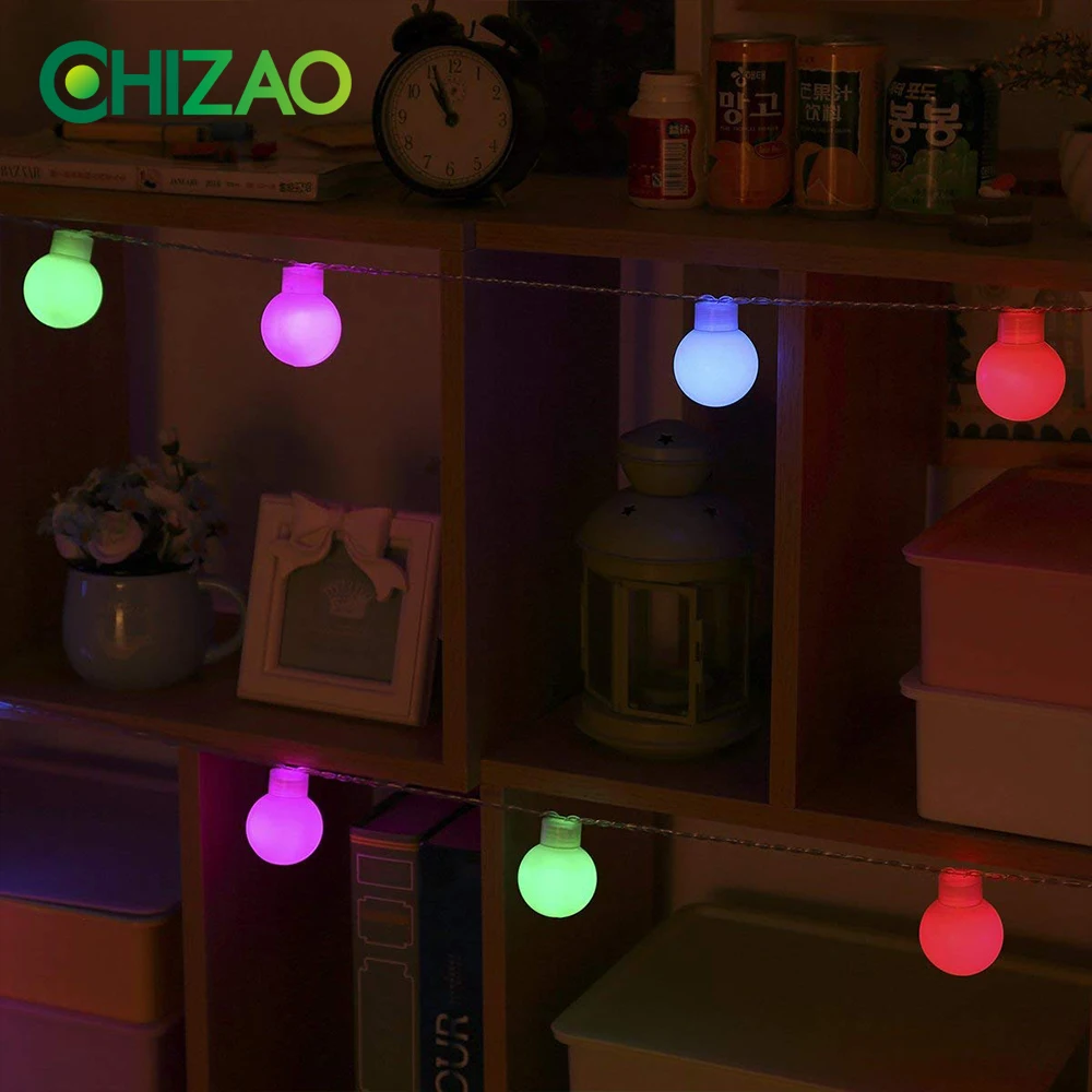 CHIZAO LED Holiday Multi-color Ball String Light Solar Power Waterproof IP65 for House Party Garden Tree Fence Decor wreath CHIZAO LED Holiday Multi-color Ball String Light Solar Power Waterproof IP65 for House Party Garden Tree Fence Decor wreath