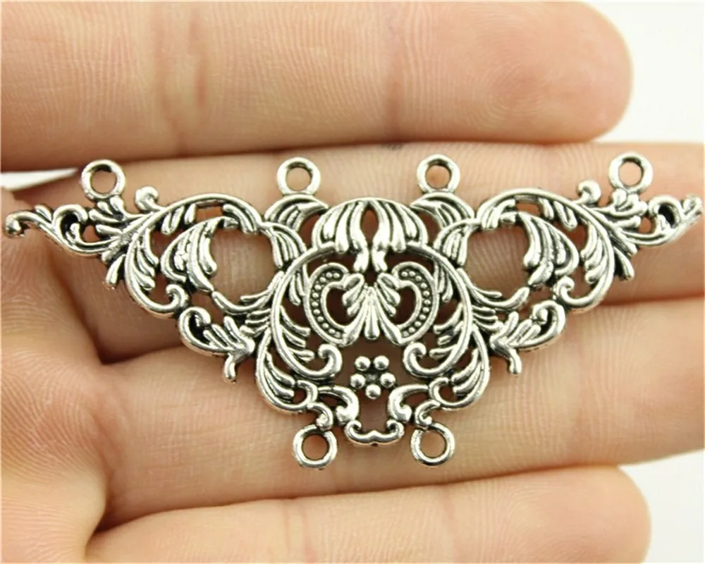 WYSIWYG 2pcs 66x30mm Necklace Connector For Necklace Making Antique