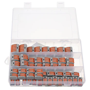 

60Pcs 2/3/5 Pin Cage Holes Spring Conductor Terminal Block Electric Cable Wire Universal Fast Connector