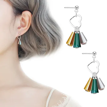 

925 Sterling Silver Charm Bead Stud Earrings For Women Girls Gift Pendientes Brincos Prevent allergy Female Jewelry Dropshipping