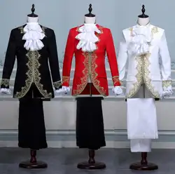 Белые мужские костюмы конструкции Европейский королевский Сценические костюмы для певцов Мужчины смокинг Блейзер Танцы одежда куртка