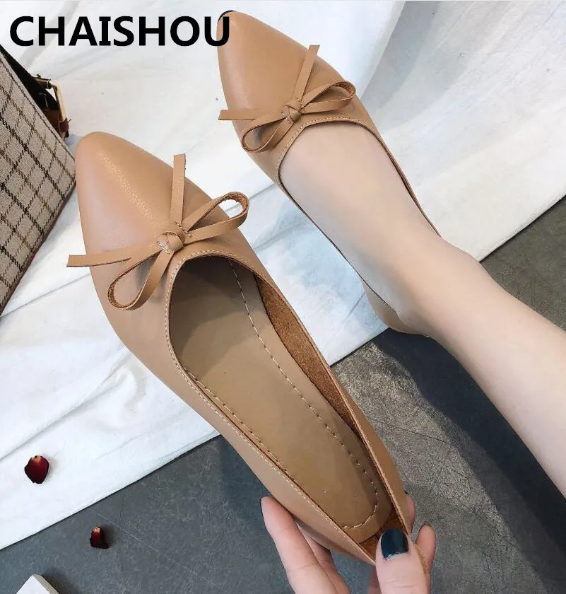 

CHAISHOU 2019 new women's flat shoes platform fashion bow shallow mouth casual shoes boat shoes zapatos mujer B-56