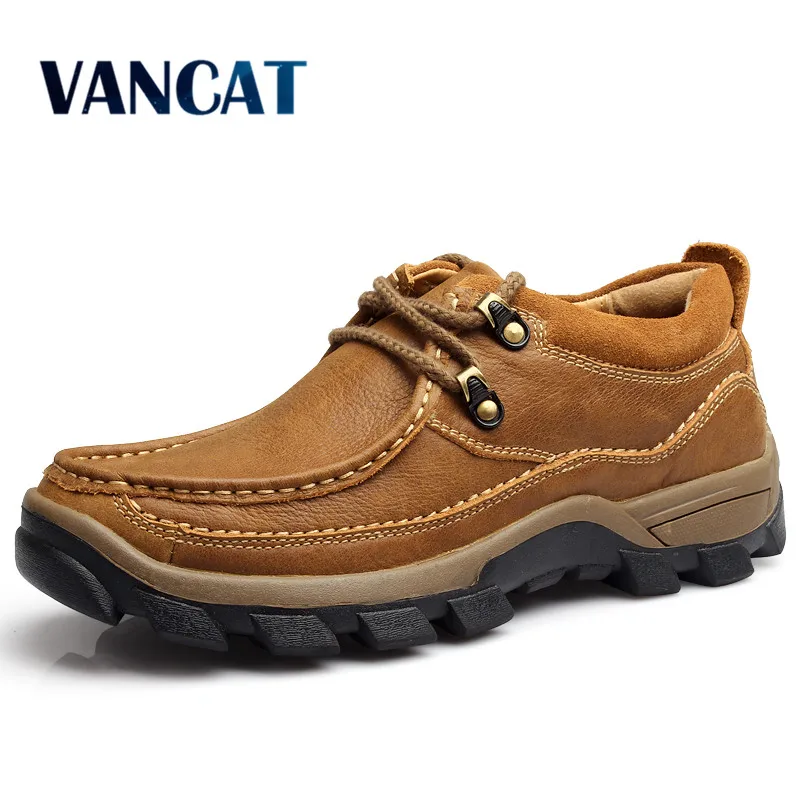 Prix Véritable Cuir Hommes Chaussures de 2017 Automne Hiver Casual Étanche Chaussures de Travail En Plein Air En Caoutchouc Chaussures à lacets Oxford chaussure homme