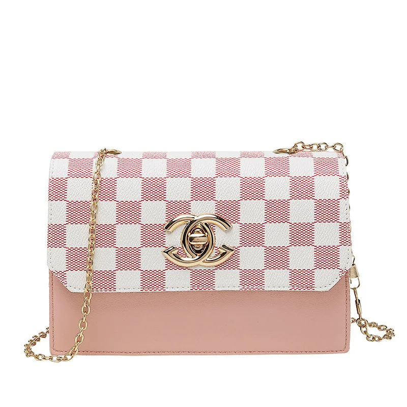 

2019Color Lattice Joker Small Square Leisure Time Single Shoulder Messenger Woman Package Tide Versatile China Cover CasualB388