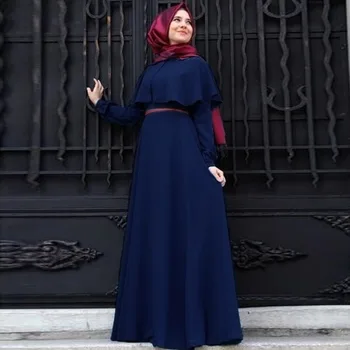 

Hot Fashion 2019 Muslim Abaya Dress Women Solid Islamic Long Sleeve Cloak Arabic Dubai Robe Dresses Simple Traditional Clothing