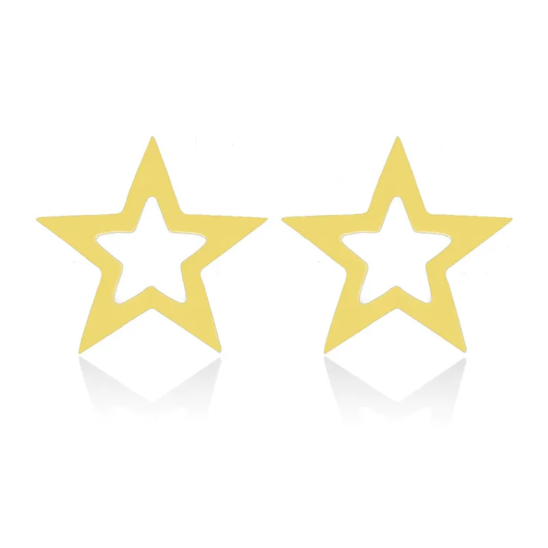 

Gold Stainless Steel Earrings Hollow Star Stud Earrings Vintage Geometric Star Earring for Women Party Brincos Korean Jewelry