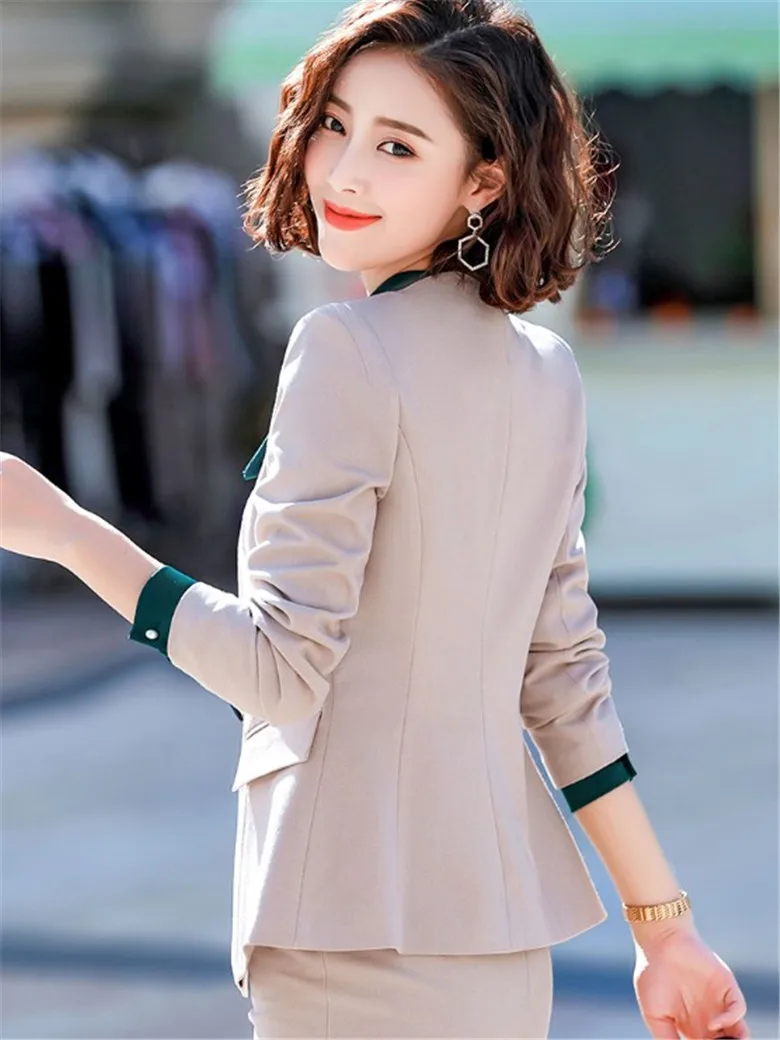 Для женщин офисная униформа костюм Новый Демисезонный тонкий моды с длинным