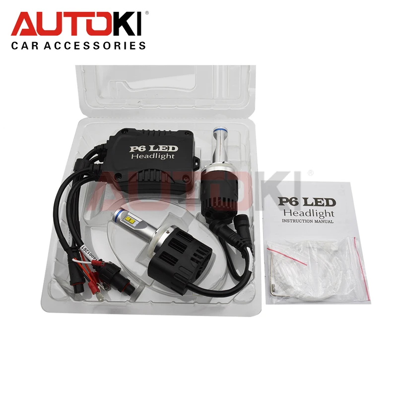 Autoki H4 H7 H11 9005 9006 9012 5202 9004 9007 H13 110 W 10400LM P6 автомобиля светодиодный фар комплект лампы высокой мощности авто Светодиодная лампа для фар