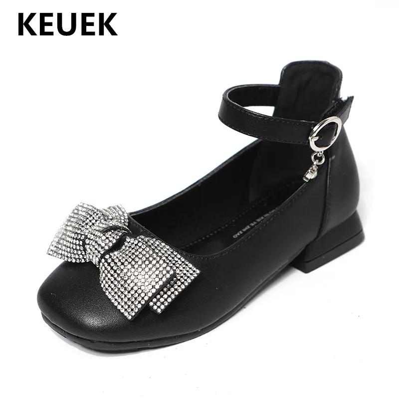 

New Spring/Autumn High-heeled Shoes Children Girls Rhinestone Fashion Party Leather Shoes Princess Baby Kids Dress Shoes 018