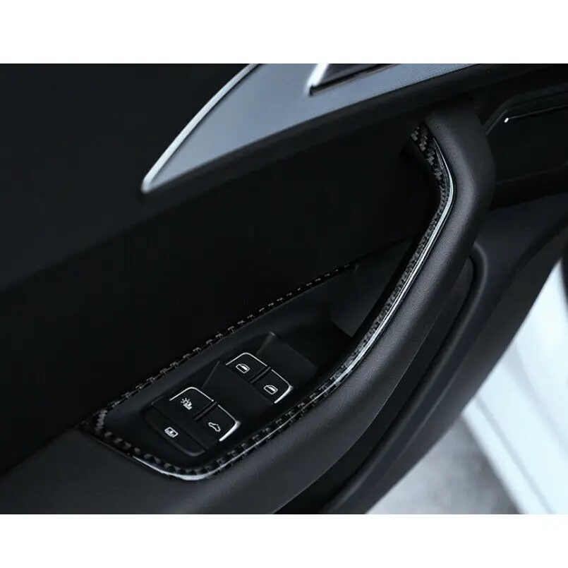 Для Audi A6L 2012- карбоновое волокно межкомнатные двери окна лифт переключатель кнопка панель Крышка каркас с отделкой стайлинга автомобилей