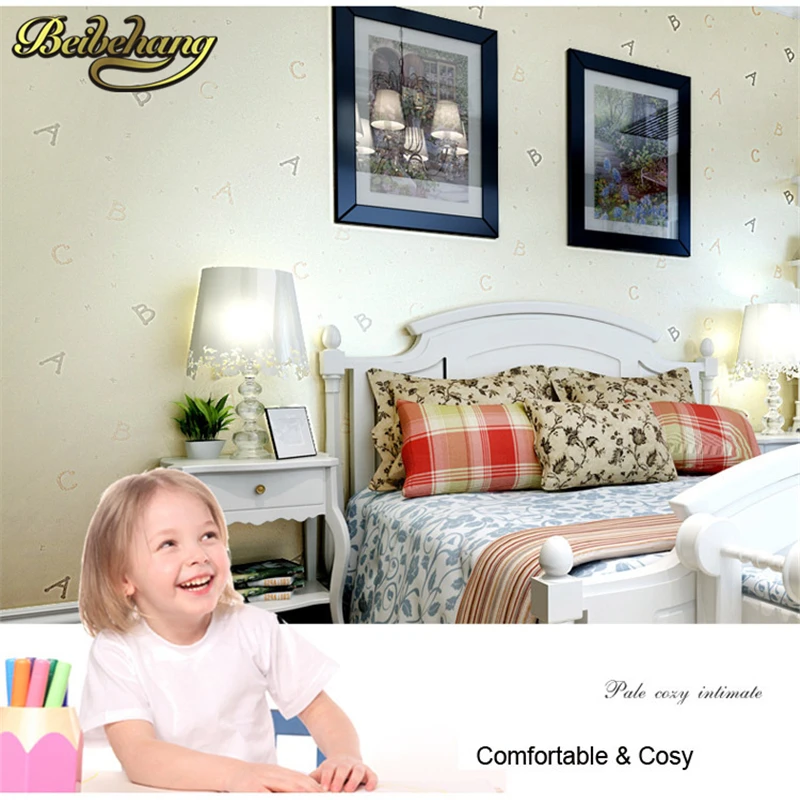 papel parede Lovely ABC Print Kid Bedding Room Wallpapers Ecofriendly Fantasy Non-woven Wall Paper Children Mural Wallpaper roll
