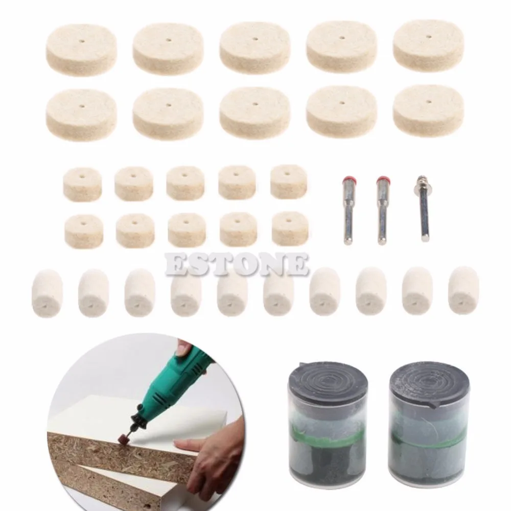 New 35Pcs Soft Felt Polishing Buffing Burr Wheel Kit For Dremel Rotary Tools 1/8&quot | Инструменты