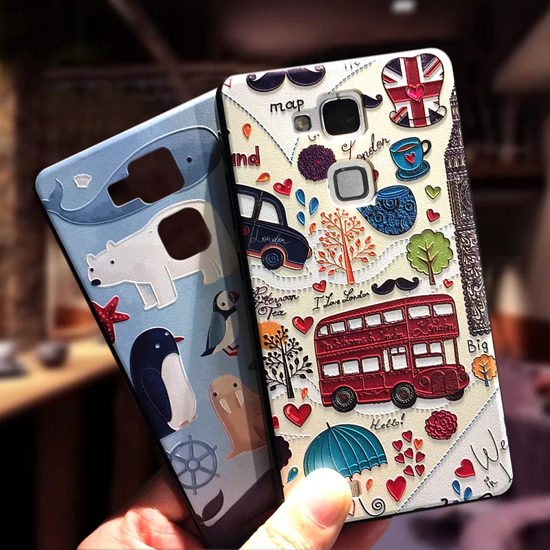 

Case For Huawei Mate 7 Fundas Relief Painting Premium Soft TPU Capa Back Cover Mobile Phone Shell bumper 6.0 Inch Coque Fundas