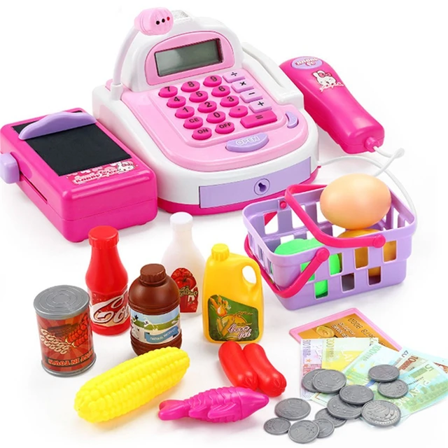 US $18.79 Kids Plastic Cash Register Cashier Pretend & Play Children Early Educational Toy with Shopping Bask