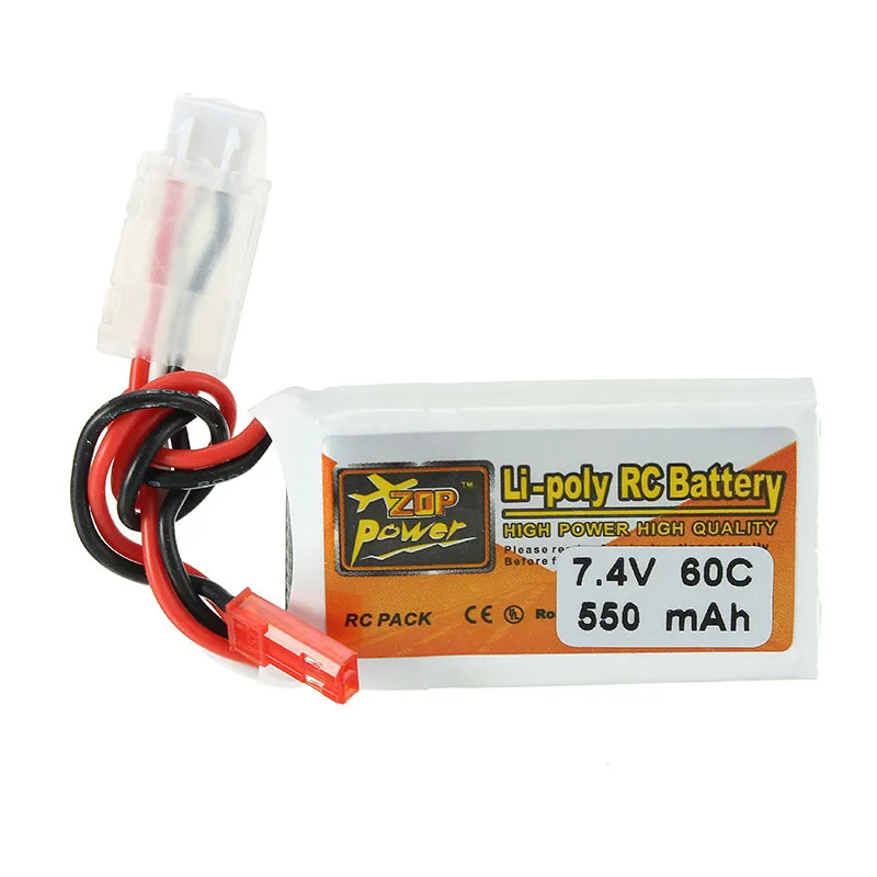 

Rechargeable Lipo Battery ZOP Power 7.4V 550mAh 70C 2S Lipo Battery JST Plug
