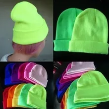 Шерстяной Флуоресцентный светильник для уличных танцев для мужчин и женщин, плоская игла, акриловые волокна, шапки, вязаная шапка, уличная одежда