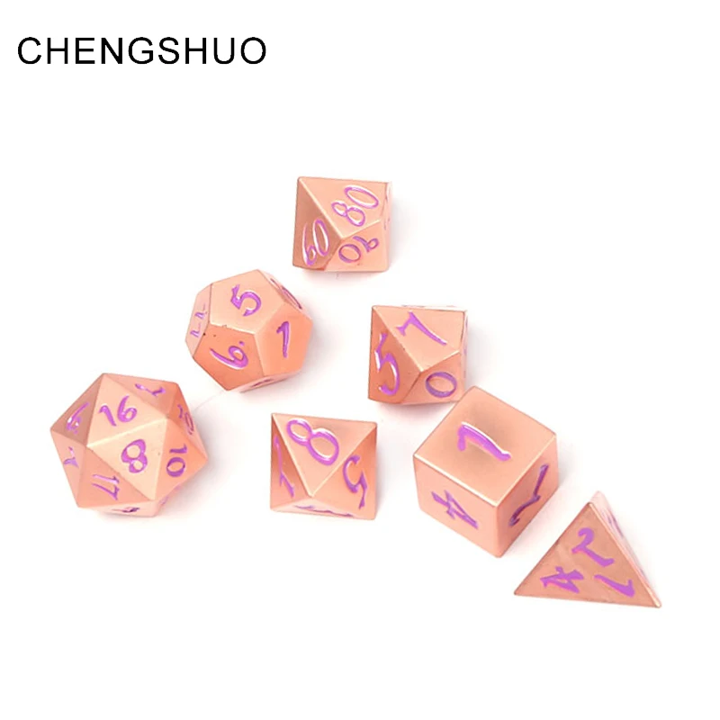 

ChengShuo rpg dice sets metal polyhedral dnd dungeons and dragons product d20 10 6 8 12 pink table game dices zinc alloy digital