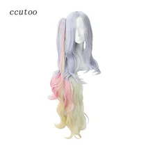 Ccutoo, без игры, без жизни, Широ, 120 см, синий, розовый, желтый, Микс, длинные кудрявые синтетические парики для косплея, полные парики волос с чипом, конский хвост