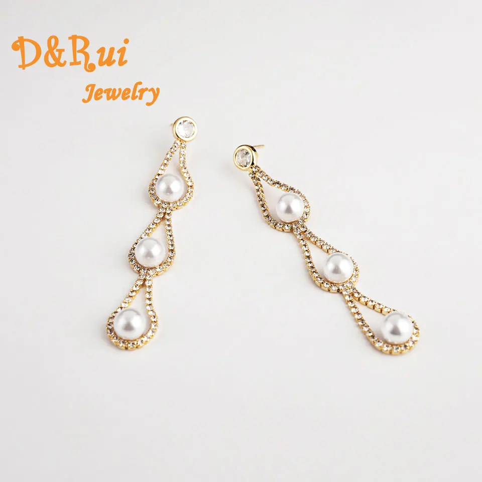 

Long Water Drop Earrings Fashion Zircon Venetian Pearl Statement Geometric Earring for Women 2019 Brand Wedding Jewelry Hot New