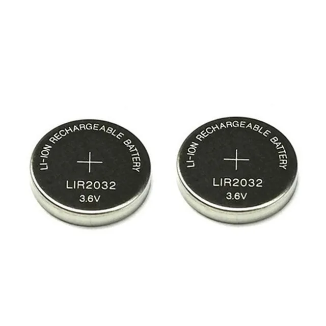 2pcs/pack 3.6V button battery LIR2032 rechargeable battery lithium coin