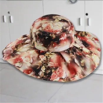 

New outdoor women's fashion large brim sun hat korean style flowery leisure sunbonnet beach cap for lady