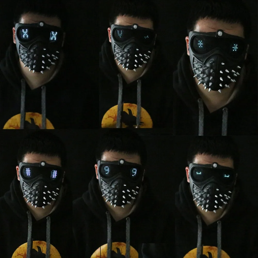 Watch Dogs 2 Mask Marcus LED Light Mask Rivet Face Mask Cosplay Handmade Mask2