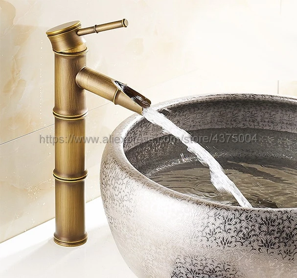 Antique Brass Bathroom Single Handle Hole Hot Cold Water Mixer Taps Wash Basin Bathroom Kitchen Deck Mounted Basin Faucet Nan016