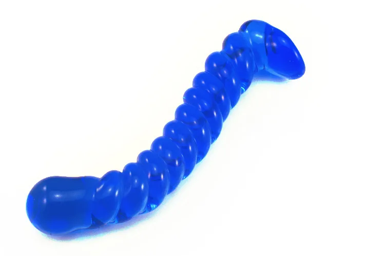 Blue Curve Dildo Women Massager Wand vibrator Pyrex Crystal Dildo Lifelike Glass Dildo Crystal Penis Anal Plug Toys Adult Sex