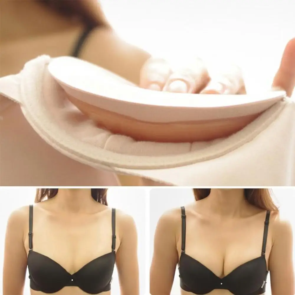 1 pair Thick Sponge Bra Pads Push Up Breast Enhancer Removeable Bra Padding Inserts Cups for Swimsuit Bikini Padding