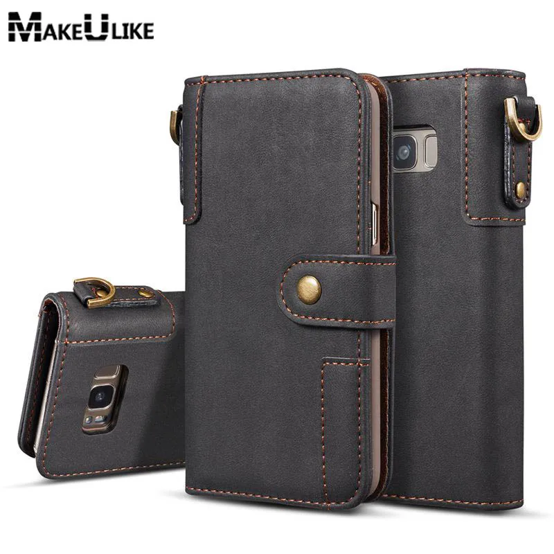 

MAKEULIKE Strap Wallet Case For Samsung Galaxy S8 Plus Cover PU Leather Fashion Phone Bag Cases For Samsung S8 S8Plus Flip Case