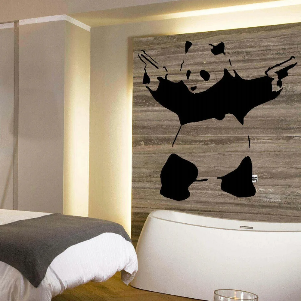 Banksy Panda Besar Seni Dinding Kamar Tidur Mural Stensil Stiker Banksy Panda Besar Seni Dinding Kamar Tidur Mural Stensil Stiker