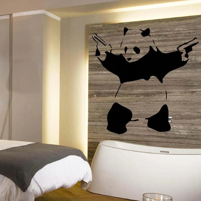 Grande Banksy Panda Arte Della Parete Camera Da Letto Murale Stencil ... Grande Banksy Panda Arte Della Parete Camera Da Letto Murale Stencil ...