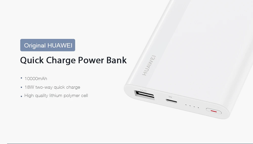 Huawei QuickCharge 10000 мАч Внешний аккумулятор Макс 18 Вт двухстороннее быстрое 9 В/2 а портативное быстрое зарядное устройство для iPhone samsung huawei