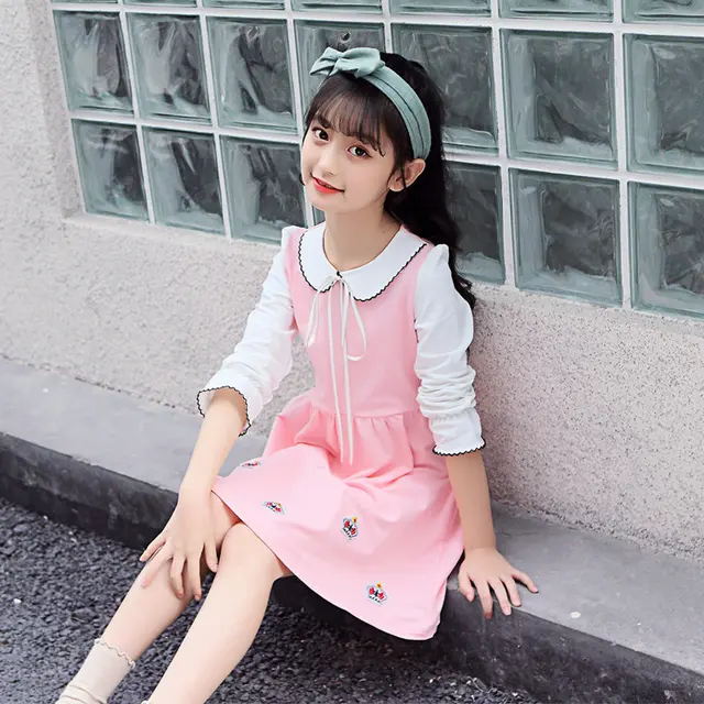 Vestido de primavera-otoño con corona de manga larga para niñas, ropa informal para bebés, 4, 5, 6, 7, 8, 9, 10, 11, 12 y 13 años Vestido de primavera-otoño con corona de manga larga para niñas, ropa informal para bebés, 4, 5, 6, 7, 8, 9, 10, 11, 12 y 13 años