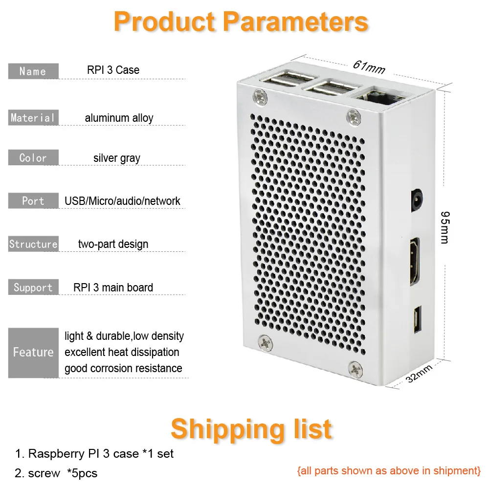 Алюминиевый корпус серебристый металлический корпус Raspberry Pi алюминиевый корпус черный корпус Серебряная коробка металлический корпус для