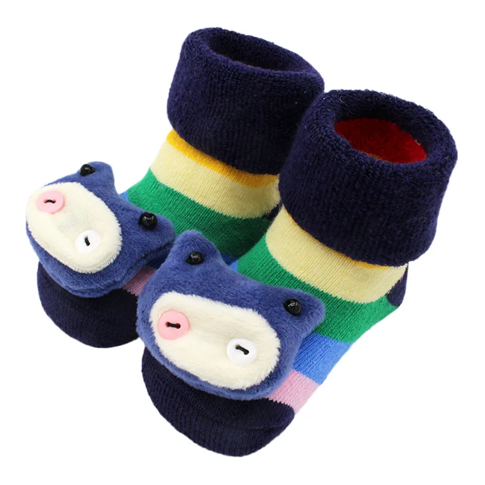 0-12 месяцев, носки для малышей хлопковые носки с рисунками из мультфильмов; милые животные новорожденных подошвы ботинок тапочки для детей Для мальчиков и девочек носки для младенцев нескользящие носки-тапочки для новорожденных одежда BTTF - Цвет: B