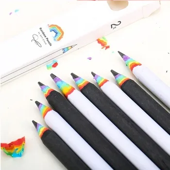 

Art pencil Black And White Wood Set Rainbow Pencils School Office Stationery for students