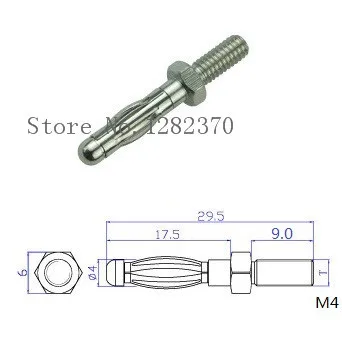 

[SA] BP4000 M4 thread 4MM banana plug panel M4 threaded bolts Uninsulated plug --100pcs/lot