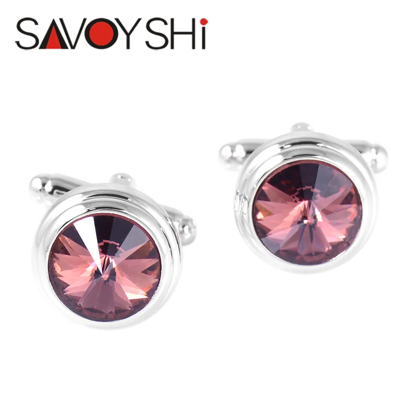 SAVOYSHI Роскошные хрустальные запонки для мужчин рубашки высокое качество круглые