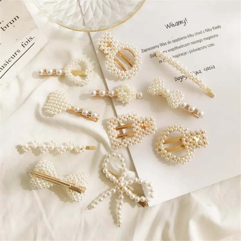 

Bow-Knot Pearl Hair Clip Barrettes 2019 Fashion Korea Imitiation for Women Girls Handmade Pearl Flower Hairpins Hair Accessories