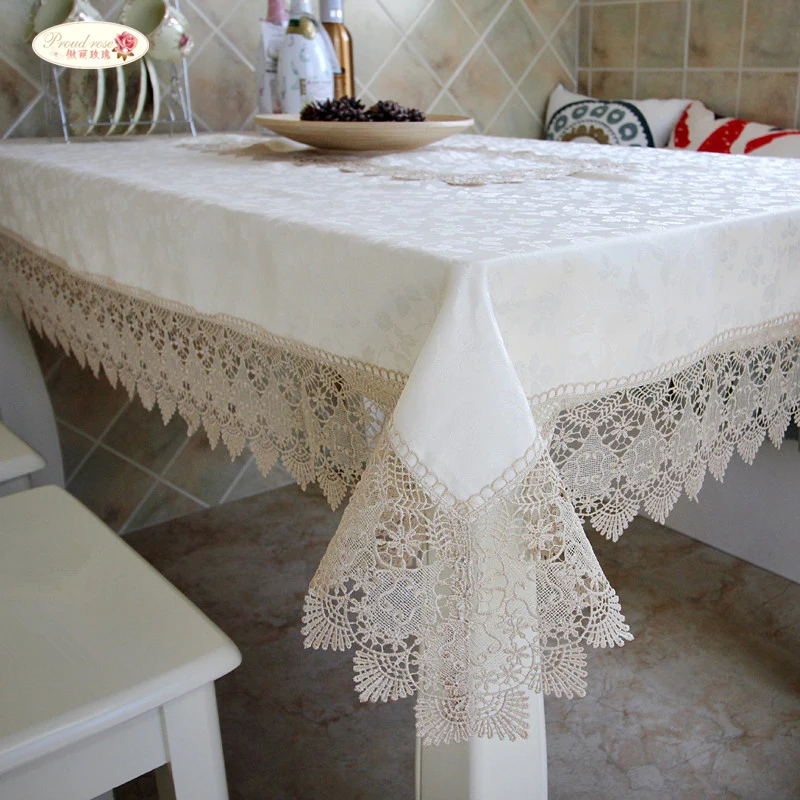  Proud Rose Lace Table Cloth Table Cover Wedding Decoration European Embroidery Tea Table Cloth Lace
