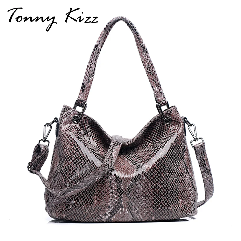 

Tonny Kizz luxury handbags women bags designer female shoulder bags with serpentine prints PU leather crossbody messenger bags