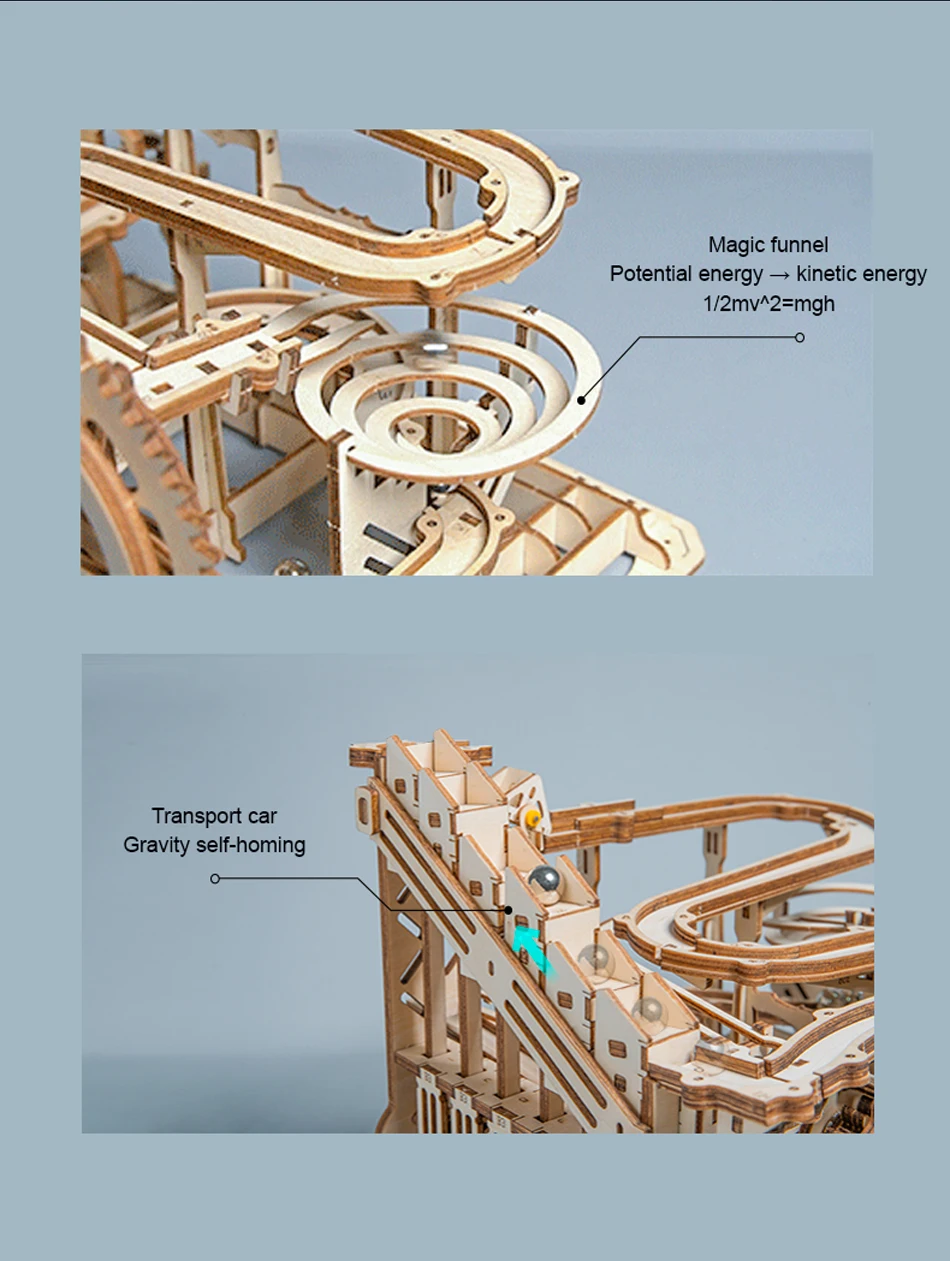 Robud DIY Waterwheel Coaster | деревянная модель строительные наборы Сборка игрушки | 4 вида мраморная игра для детей и взрослых LG